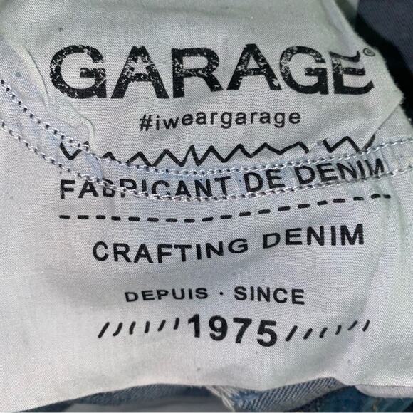 GARAGE $58 Distressed Stretch Denim Mini Skirt LG EUC - Picture 3 of 10
